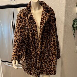Vintage Y2K 1970s Inspired Lightweight Faux Leopard Fur Coat 5X
